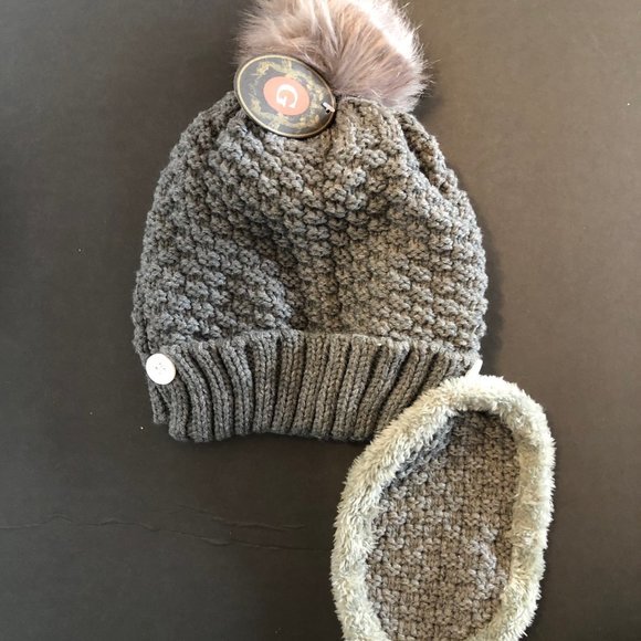 WOMENS WINTER BEANIE WITH NOSE/MOUTH COVERING IN GREY - Picture 1 of 5